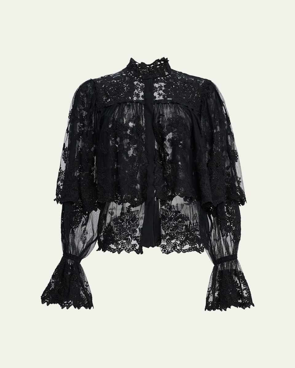Kaylor Layered Embroidered Mesh Blouse